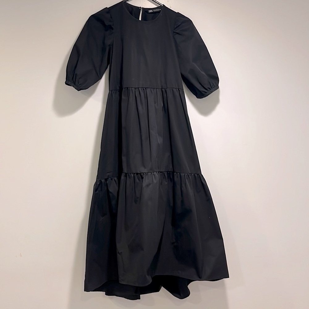 Balloon sleeve tiered maxi dress from Zara